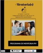 Folleto del programa +Mentorias mostrando jóvenes participando y detalles del proyecto de formación en mentoría e interculturalidad